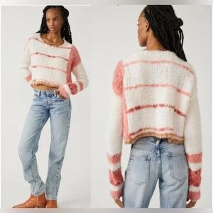 NWT Free People Emerson sweater cropped stripes granola girl preppy size XS, S
